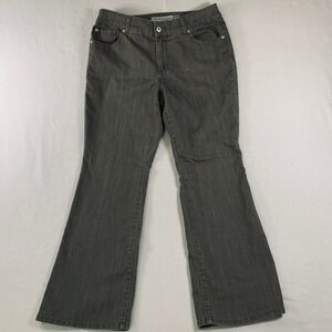 Chico's Platinum Denim Womens Flared Leg Jeans Olive Green Size 1.5 Short (M/10)